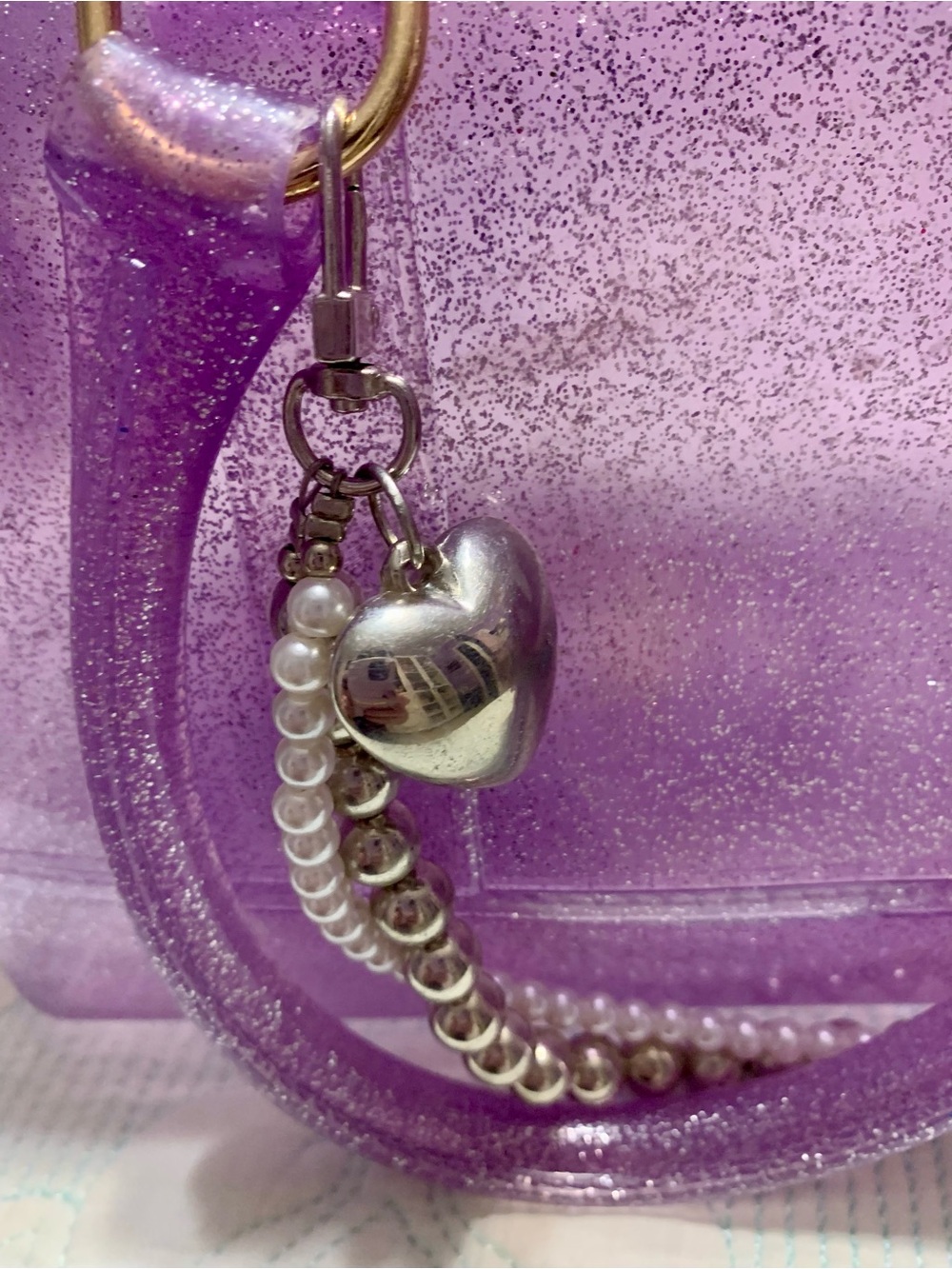 Sparkle Dome Satchel Handbag - Lavender - Picture 5 of 6
